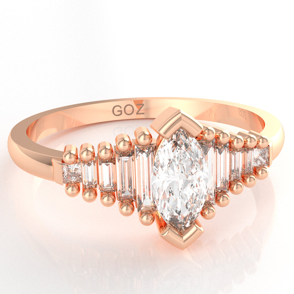 White Topaz Lab-Grown Diamond Dainty Engagement Ring In 14k Rose Gold