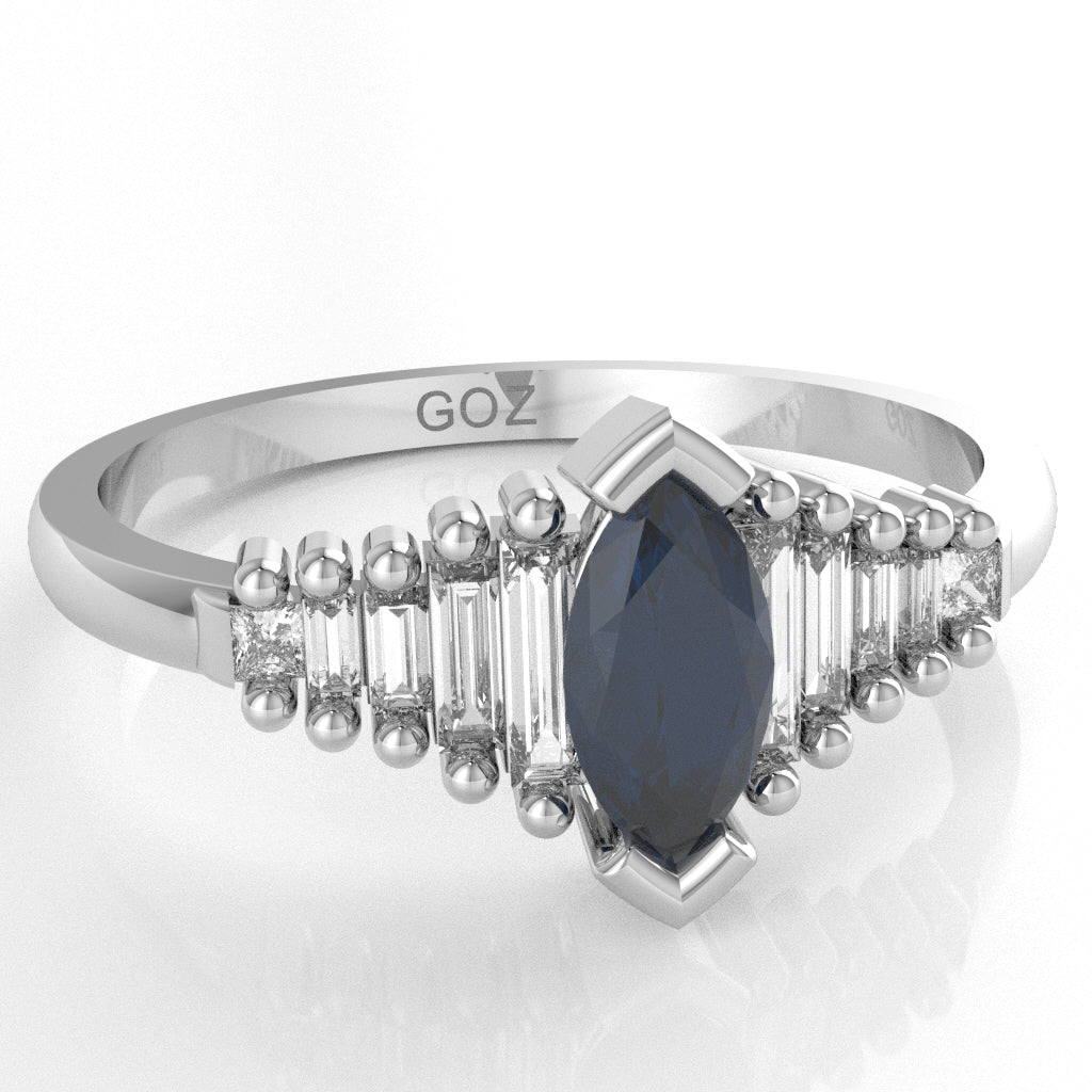 Lab-Created Sapphire Lab-Grown Diamond Dainty Engagement Ring In 14k White Gold