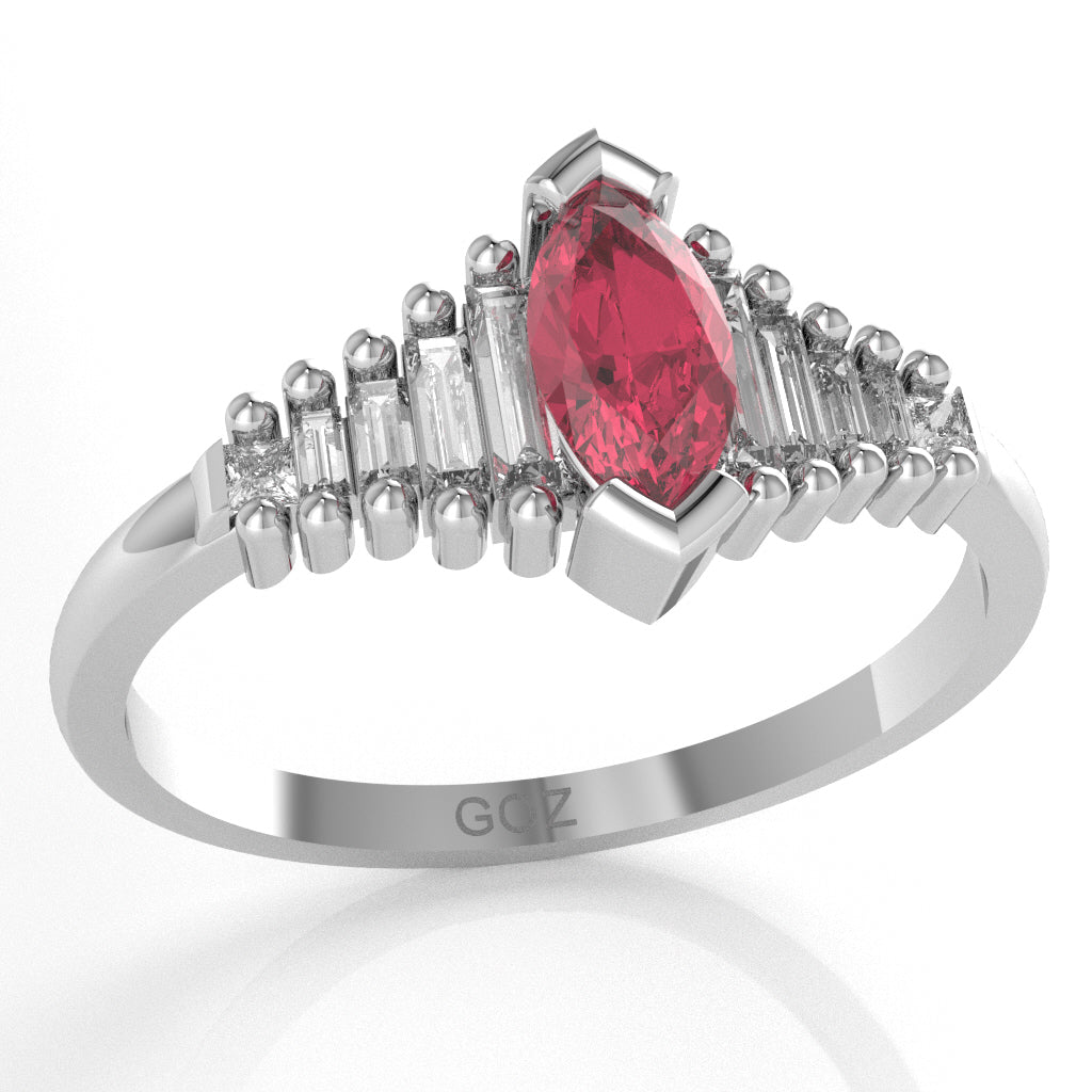 Pink Tourmaline Lab-Grown Diamond Dainty Engagement Ring In 14k White Gold
