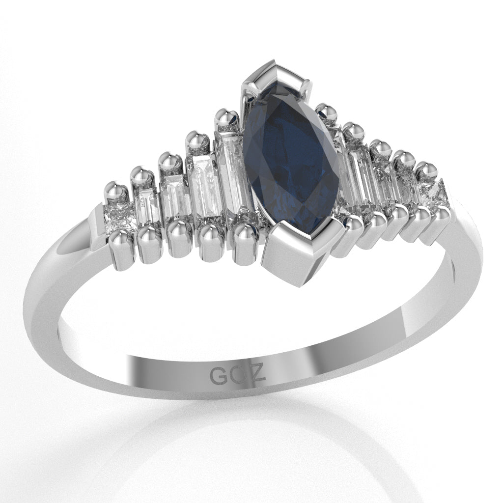 Sapphire Lab-Grown Diamond Dainty Engagement Ring In 14k White Gold