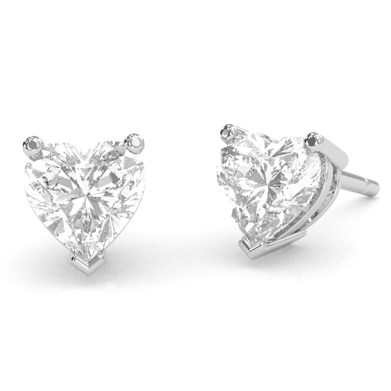 White Topaz 5mm Heart Stud Earrings in 14k White Gold