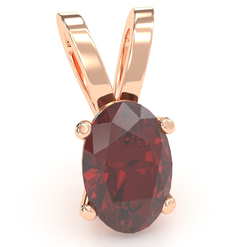 Lab-Created Ruby Oval Solitaire Pendant In 14k Rose Gold