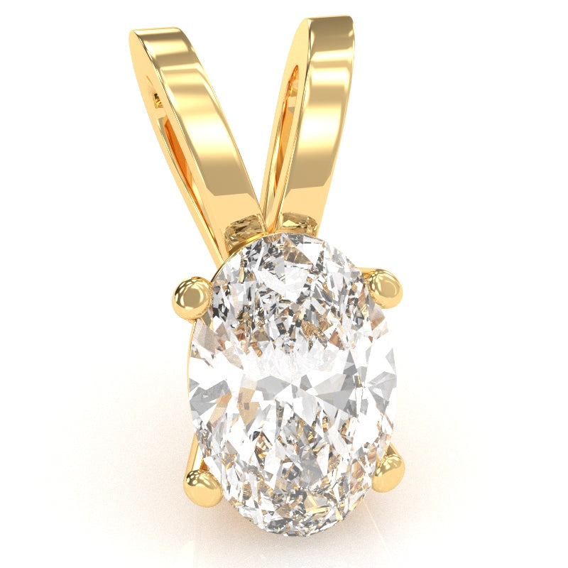 White Topaz Oval Solitaire Pendant In 14k Yellow Gold