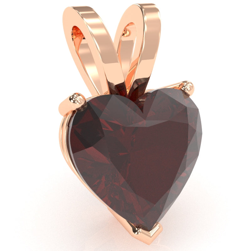 Garnet Heart Solitaire Pendant In 14k Rose Gold