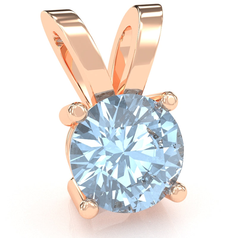 Aquamarine Solitaire Pendant In 14k Rose Gold