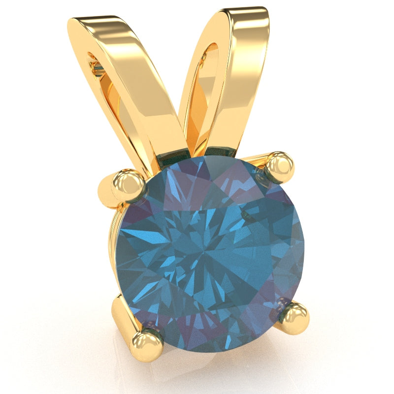 Lab-Created Alexandrite Solitaire Pendant In 14k Yellow Gold