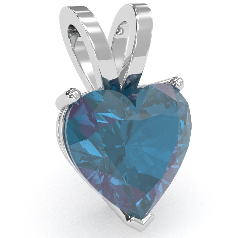 Lab-Created Alexandrite Heart Solitaire Pendant In 14k White Gold