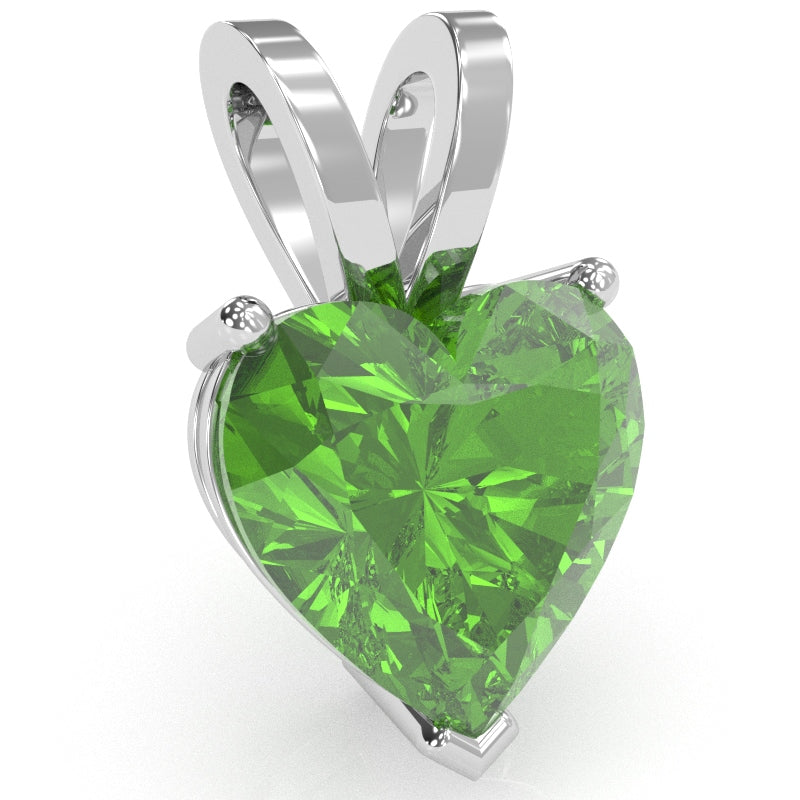 Peridot Heart Solitaire Pendant In 14k White Gold