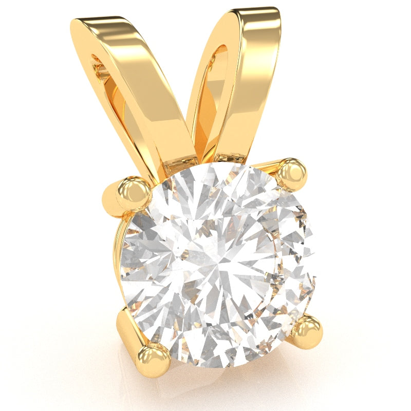 White Topaz Solitaire Pendant In 14k Yellow Gold