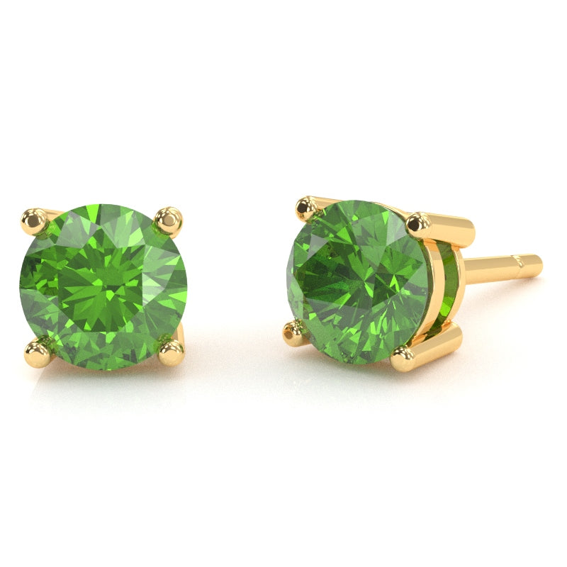 Peridot 6mm Round Stud Earrings in 14k Yellow Gold