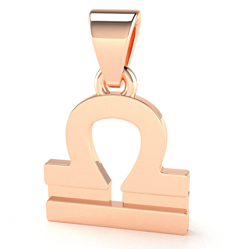 Libra Zodiac Sign Pendant In Solid 14K Rose Gold