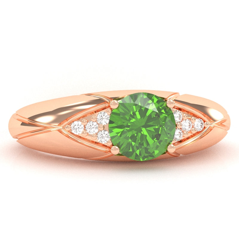 Designer Peridot Diamond Cocktail Ring In Solid 14k Rose Gold