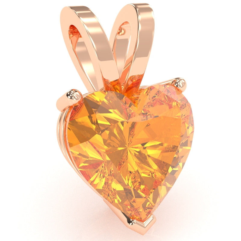 Citrine Heart Solitaire Pendant In 14k Rose Gold