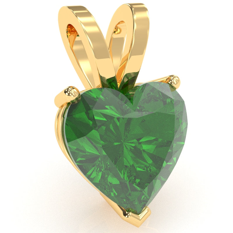 Lab-Created Emerald Heart Solitaire Pendant In 14k Yellow Gold