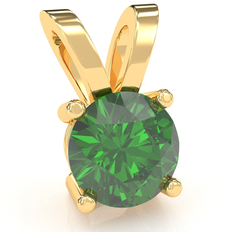 Lab-Created Emerald Solitaire Pendant In 14k Yellow Gold
