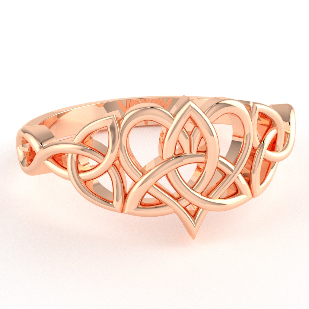 Claddagh Celtic Heart Love Ring Crafted In Solid 14k Rose Gold