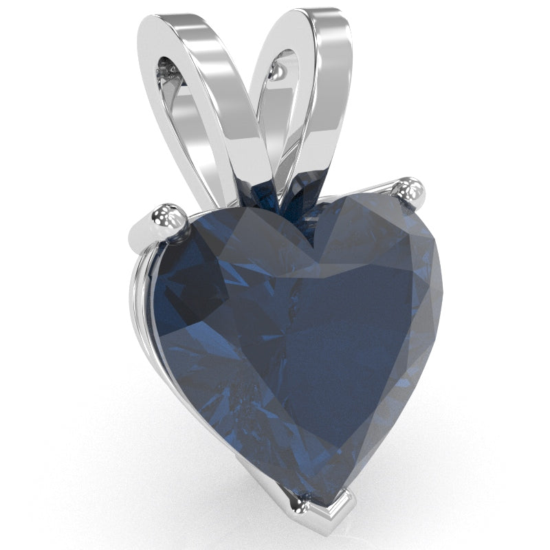 Lab-Created Sapphire Heart Solitaire Pendant In 14k White Gold