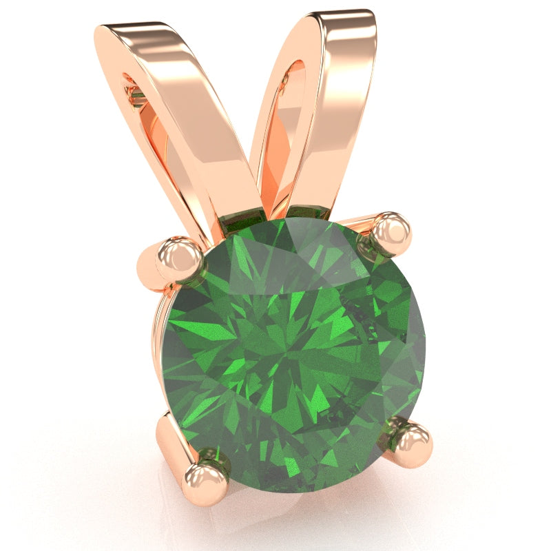 Lab-Created Emerald Solitaire Pendant In 14k Rose Gold