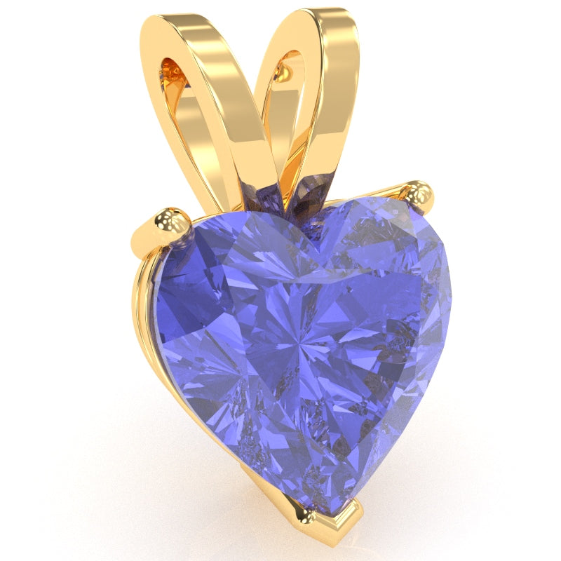 Tanzanite Heart Solitaire Pendant In 14k Yellow Gold