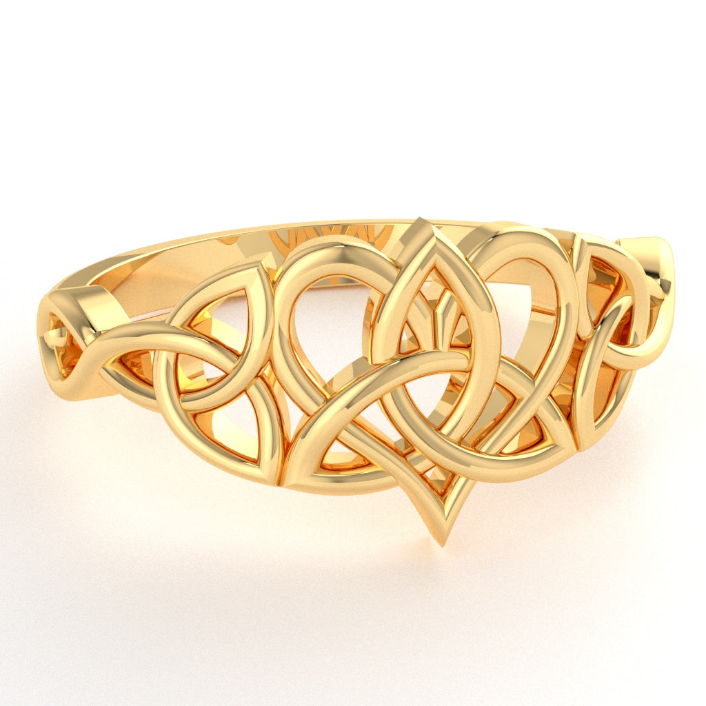 Claddagh Celtic Heart Love Ring Crafted In Solid 14k Yellow Gold