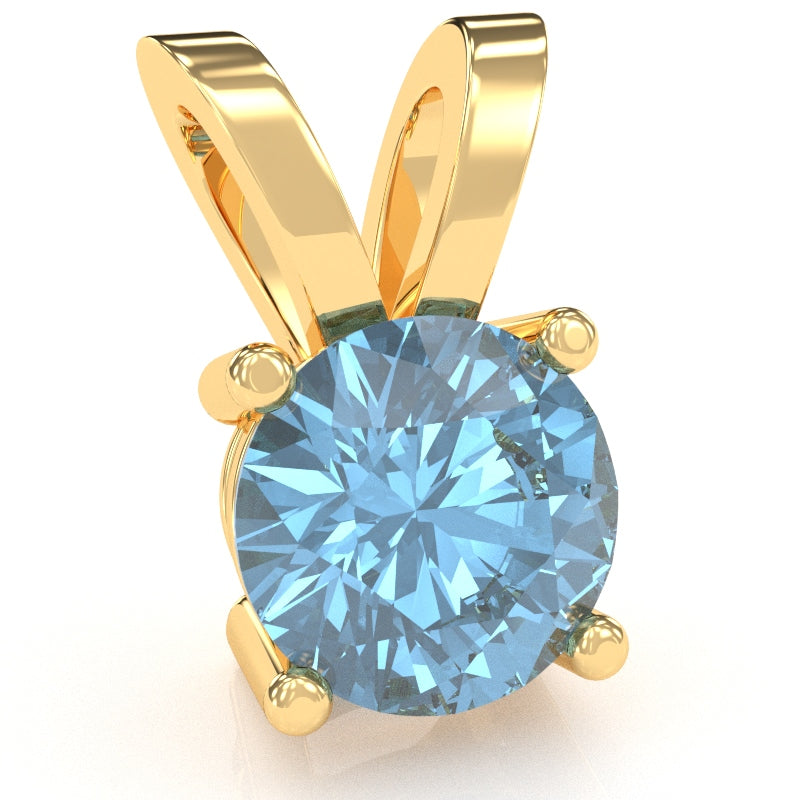 Blue Topaz Solitaire Pendant In 14k Yellow Gold