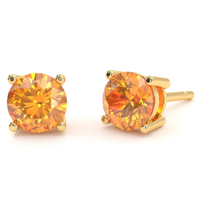 Citrine 5mm Round Stud Earrings in 14k Yellow Gold