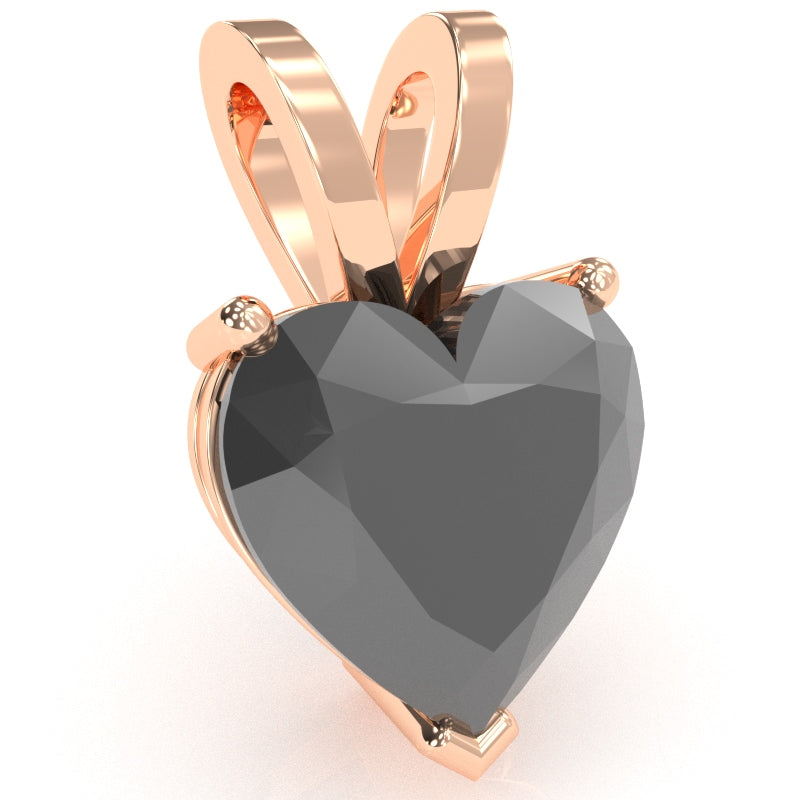 Black Onyx Heart Solitaire Pendant In 14k Rose Gold