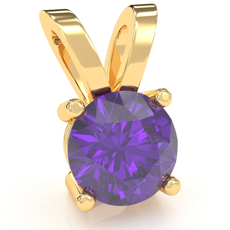 Amethyst Solitaire Pendant In 14k Yellow Gold