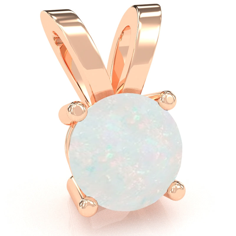 Opal Solitaire Pendant In 14k Rose Gold