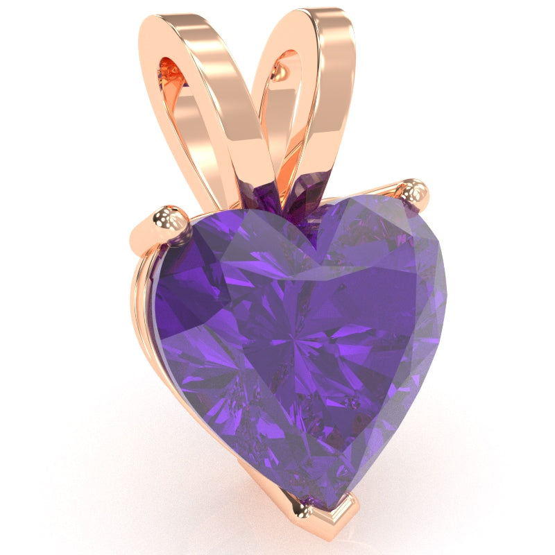 Amethyst Heart Solitaire Pendant In 14k Rose Gold