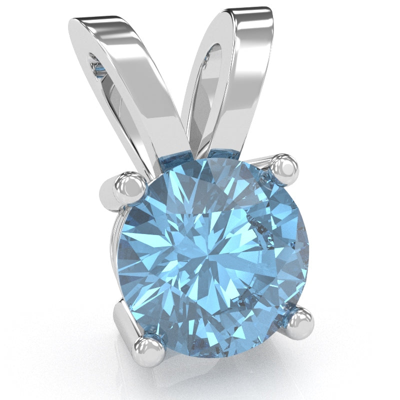 Blue Topaz Solitaire Pendant In 14k White Gold
