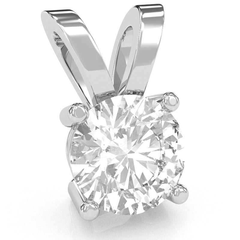 White Topaz Solitaire Pendant In 14k White Gold