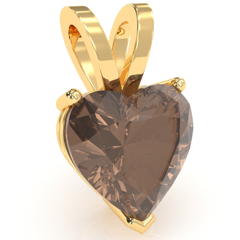 Smoky Quartz Heart Solitaire Pendant In 14k Yellow Gold