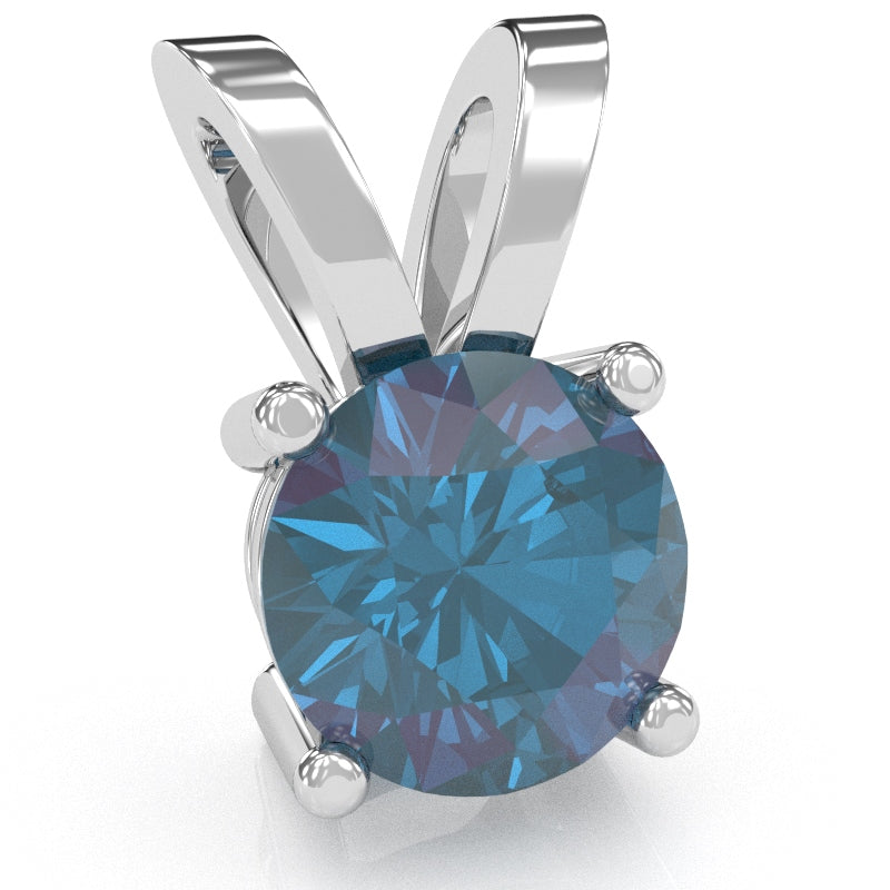 Lab-Created Alexandrite Solitaire Pendant In 14k White Gold