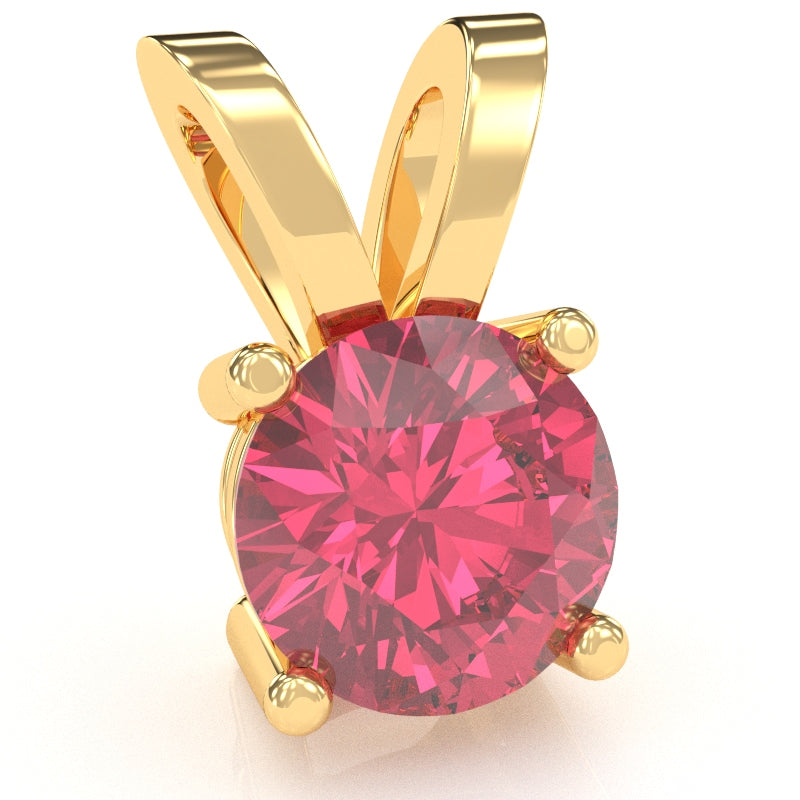 Pink Tourmaline Solitaire Pendant In 14k Yellow Gold