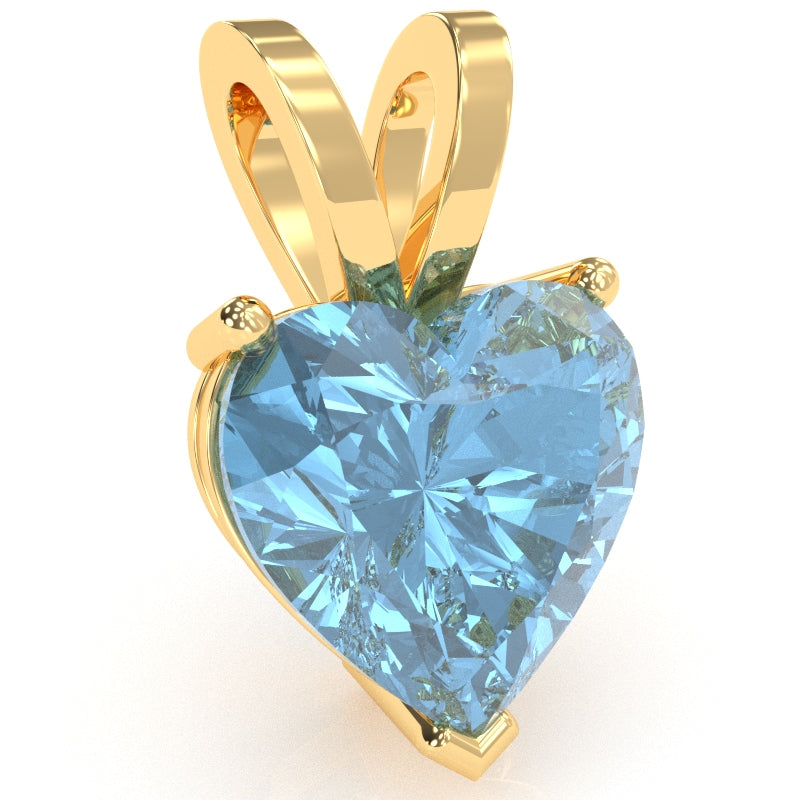 Blue Topaz Heart Solitaire Pendant In 14k Yellow Gold