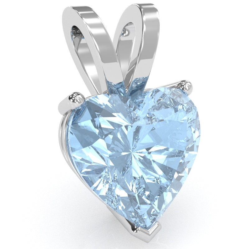 Aquamarine Heart Solitaire Pendant In 14k White Gold
