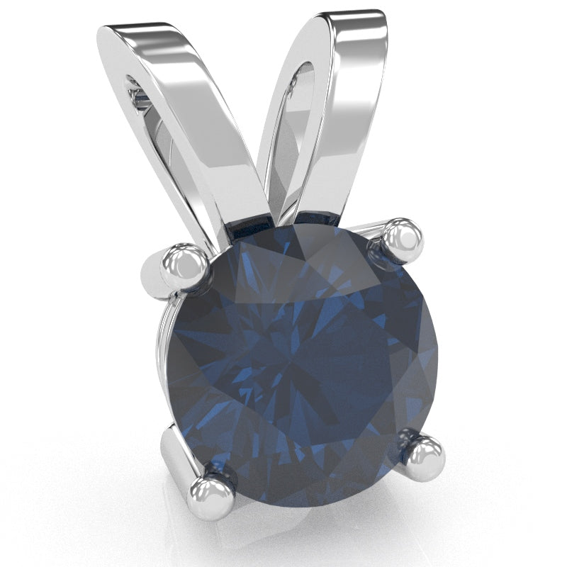 Lab-Created Sapphire Solitaire Pendant In 14k White Gold