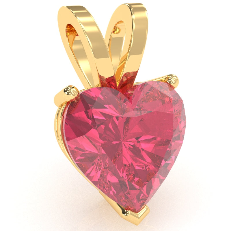 Pink Tourmaline Heart Solitaire Pendant In 14k Yellow Gold