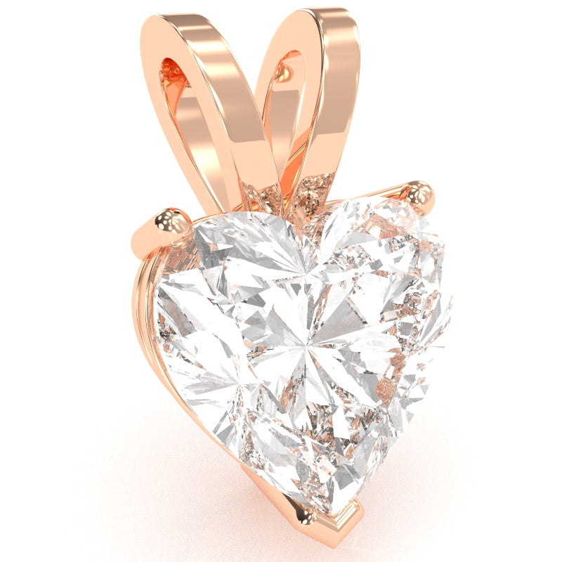 White Topaz Heart Solitaire Pendant In 14k Rose Gold