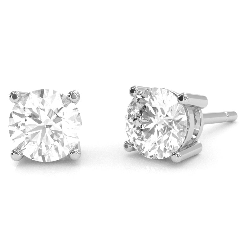 White Topaz 5mm Round Stud Earrings in 14k White Gold