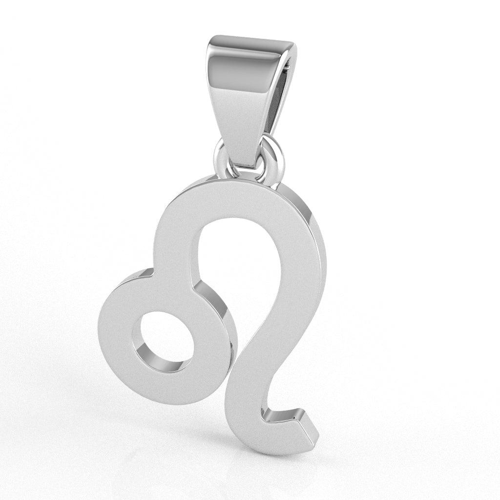Leo Zodiac Sign Pendant In Solid 10K White Gold