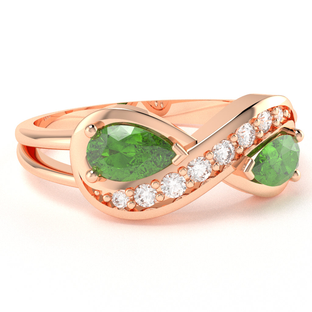Peridot Diamond Infinity Love Ring In 14k Rose Gold