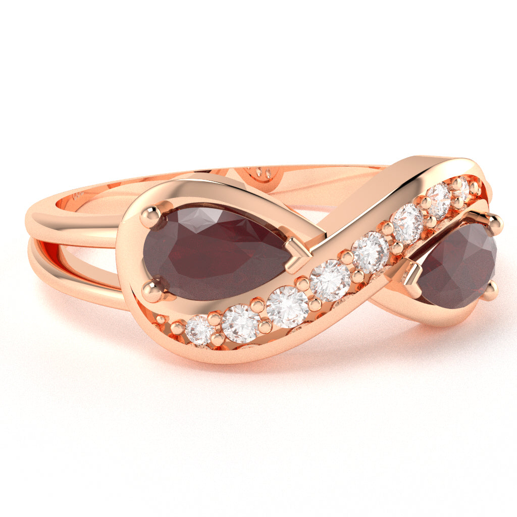 Ruby Diamond Infinity Love Ring In 14k Rose Gold