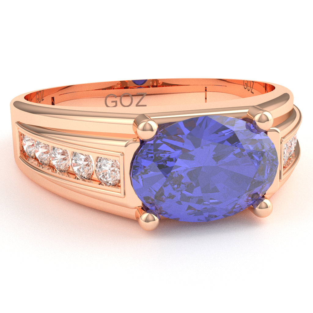 Tanzanite Diamond Designer Channel Ring In 14k Rose Gold