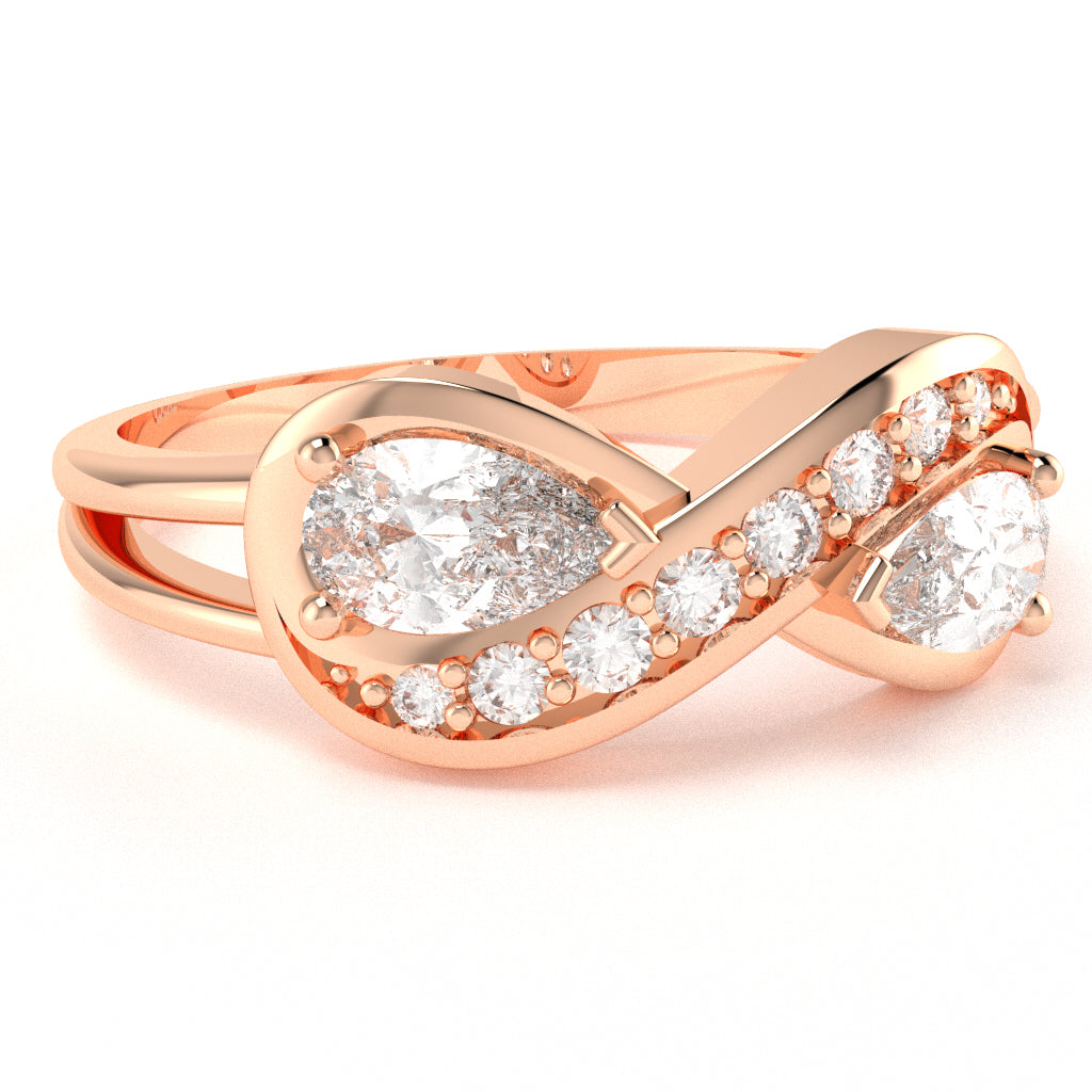 White Topaz Diamond Infinity Love Ring In 14k Rose Gold