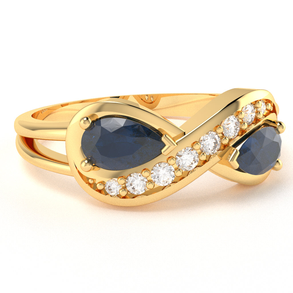 Lab-Created Sapphire Diamond Infinity Love Ring In 10k Yellow Gold