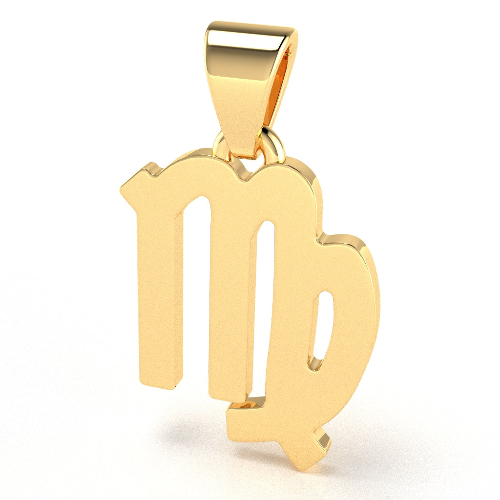 Virgo Zodiac Sign Pendant In Solid 10K Yellow Gold