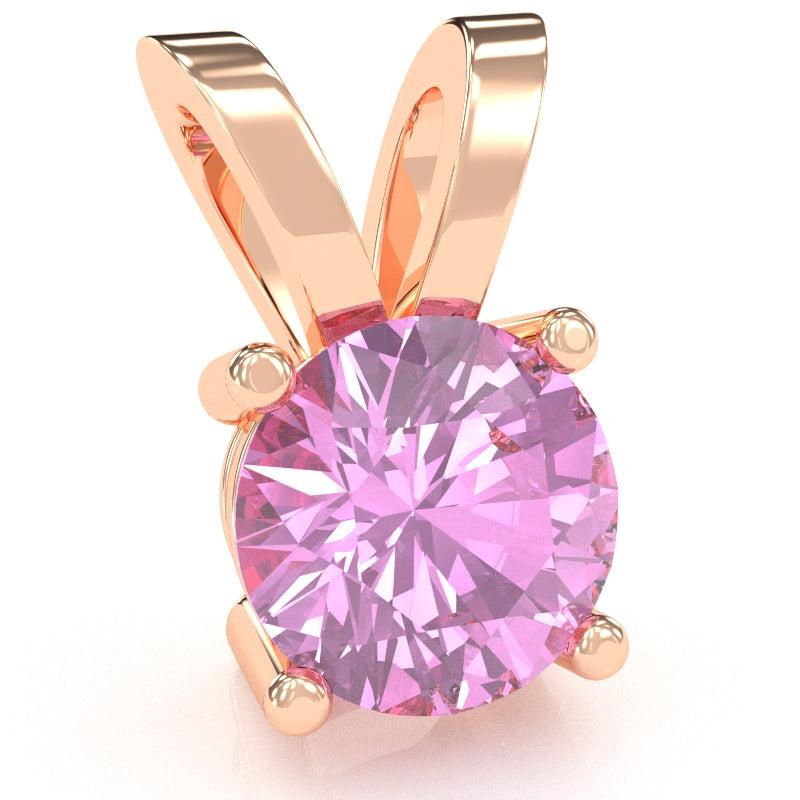 Lab-Created Pink Sapphire Solitaire Pendant In 14k Rose Gold