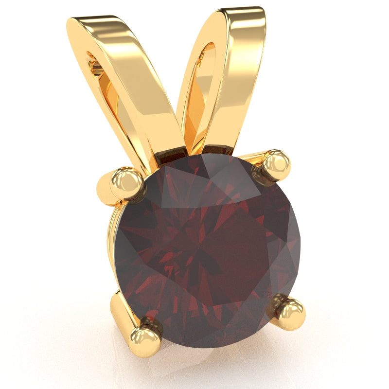 Garnet Solitaire Pendant In 14k Yellow Gold